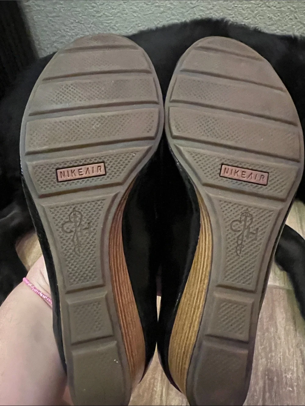 Patent leather wedges Cole Haan 7.5 wooden shoes heels Nike air